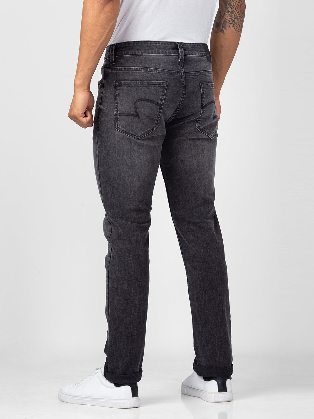 Spykar Men Dark Grey Cotton Comfort Fit Straight Length Jeans (Ricardo)