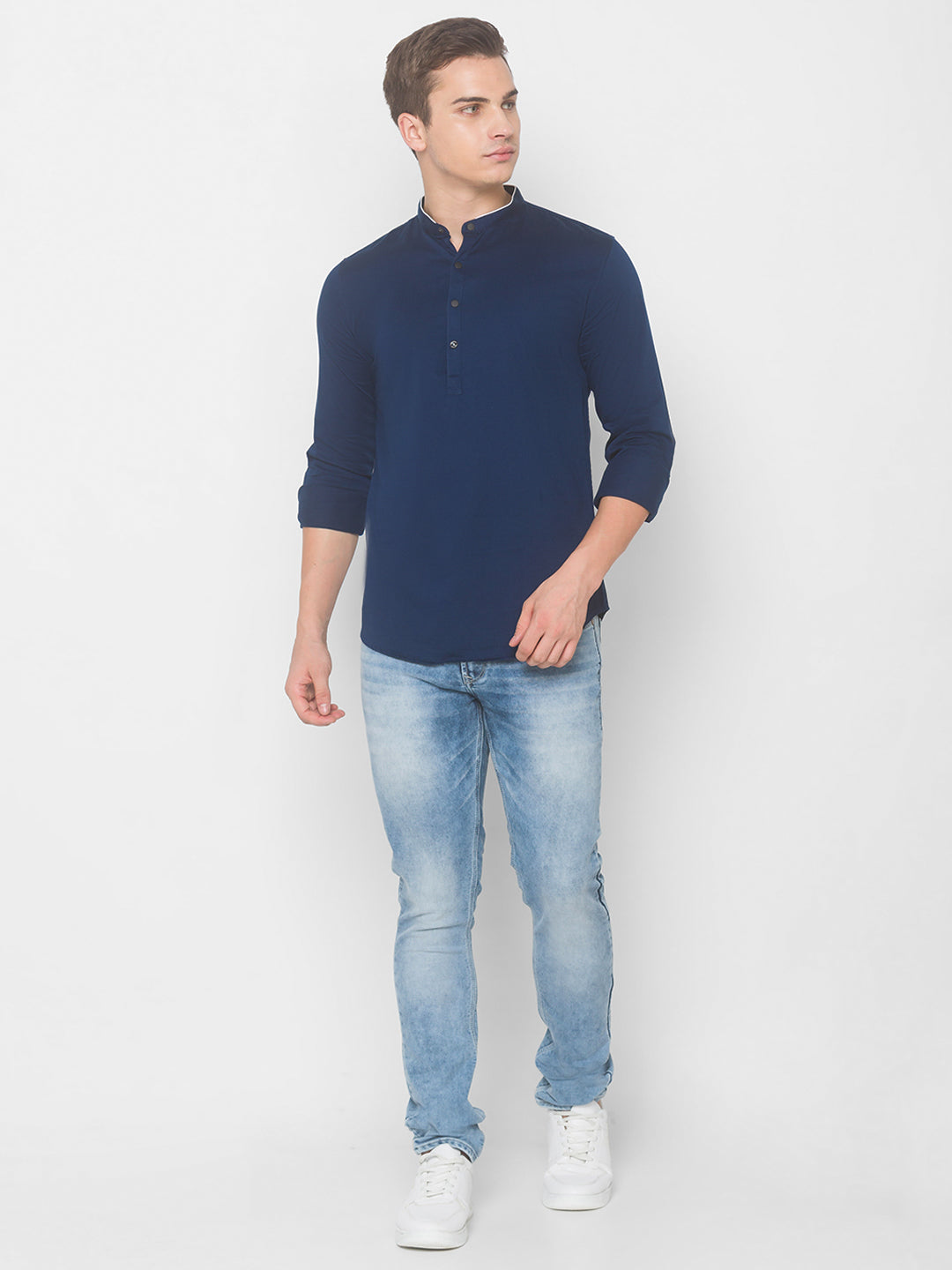 Spykar Men Indigo Blue Cotton Shirts (Slim)