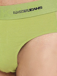 Underjeans By Spykar Men Premium Bright Green Cotton Blend Brief