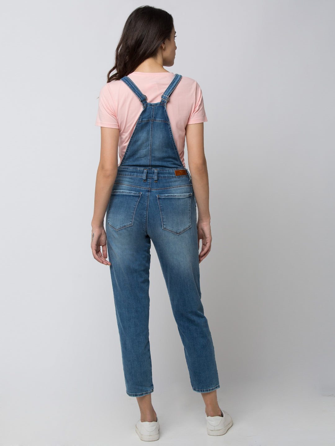 Spykar Women Blue Cotton Skinny Fit Regular Dungaree (Ynr)