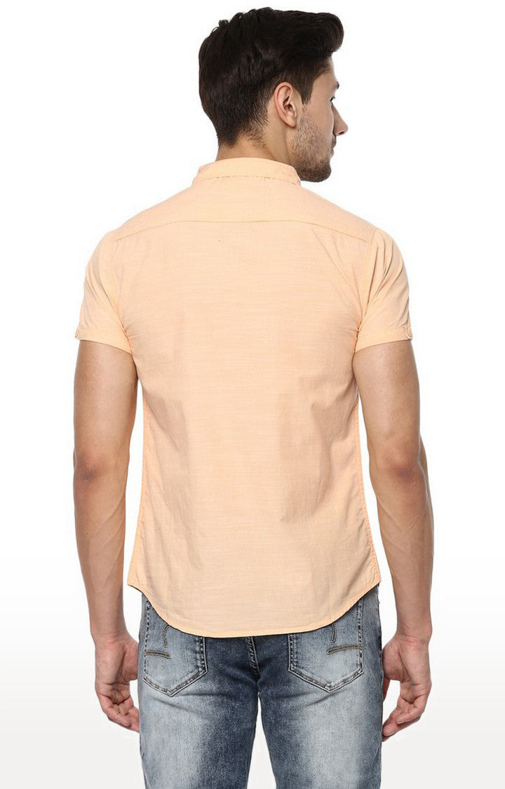 Spykar Men'S Orange Cotton Solid Casual Shirts