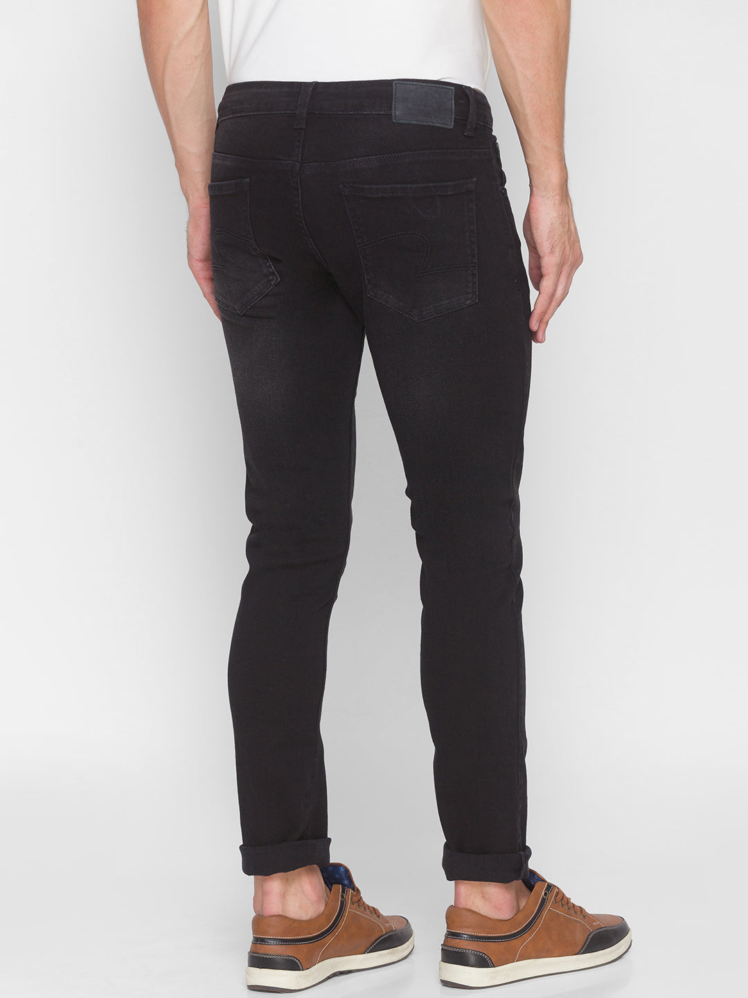 Spykar Men Black Cotton Regular Fit Narrow Length Jeans (Rover)