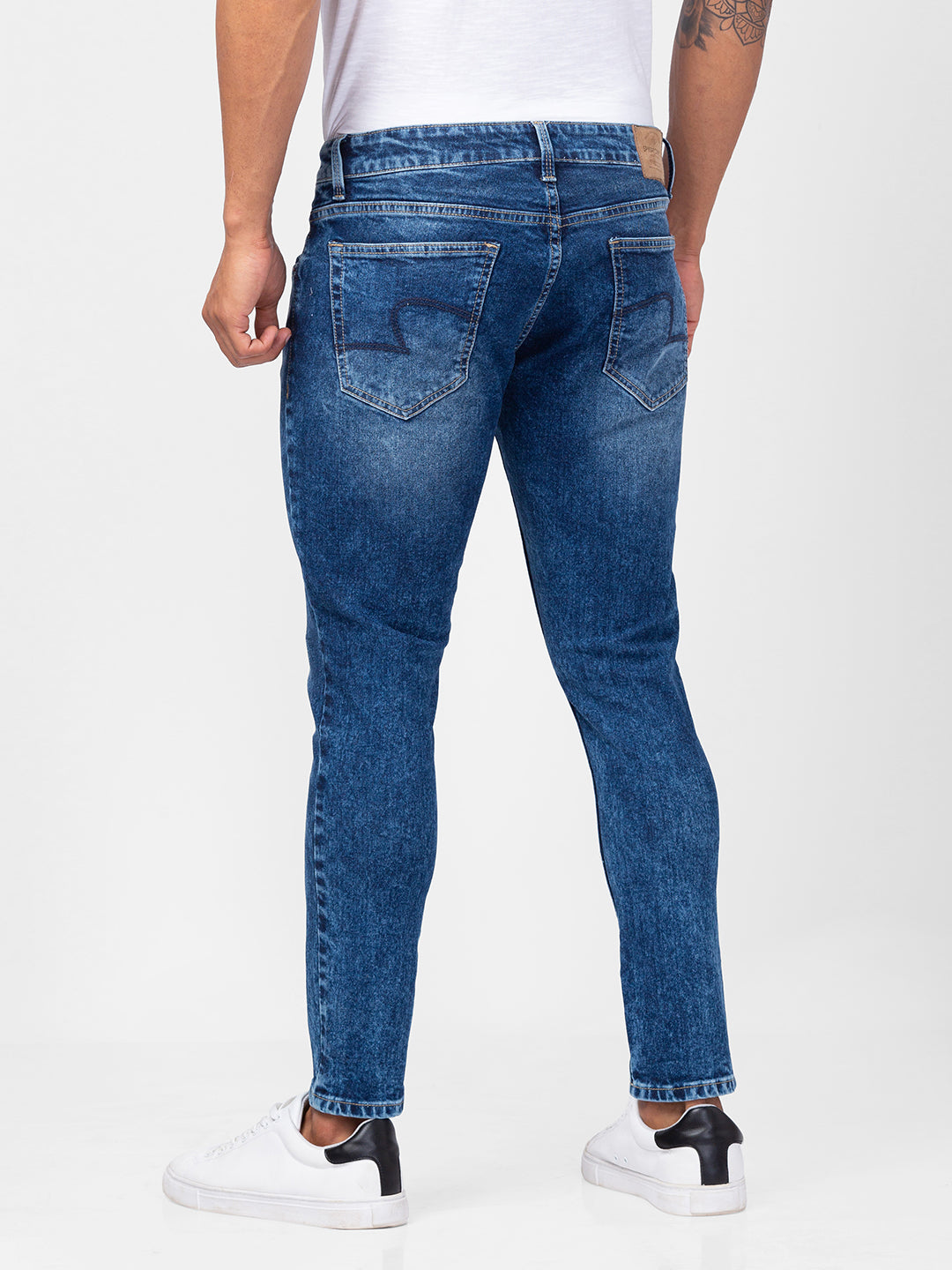 Spykar Men Mid Blue Cotton Slim Fit Tapered Length Jeans (Kano)