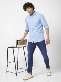 Spykar Men Dark Blue Cotton Stretch Slim Fit Narrow Length Clean Look Low Rise Jeans (Skinny)