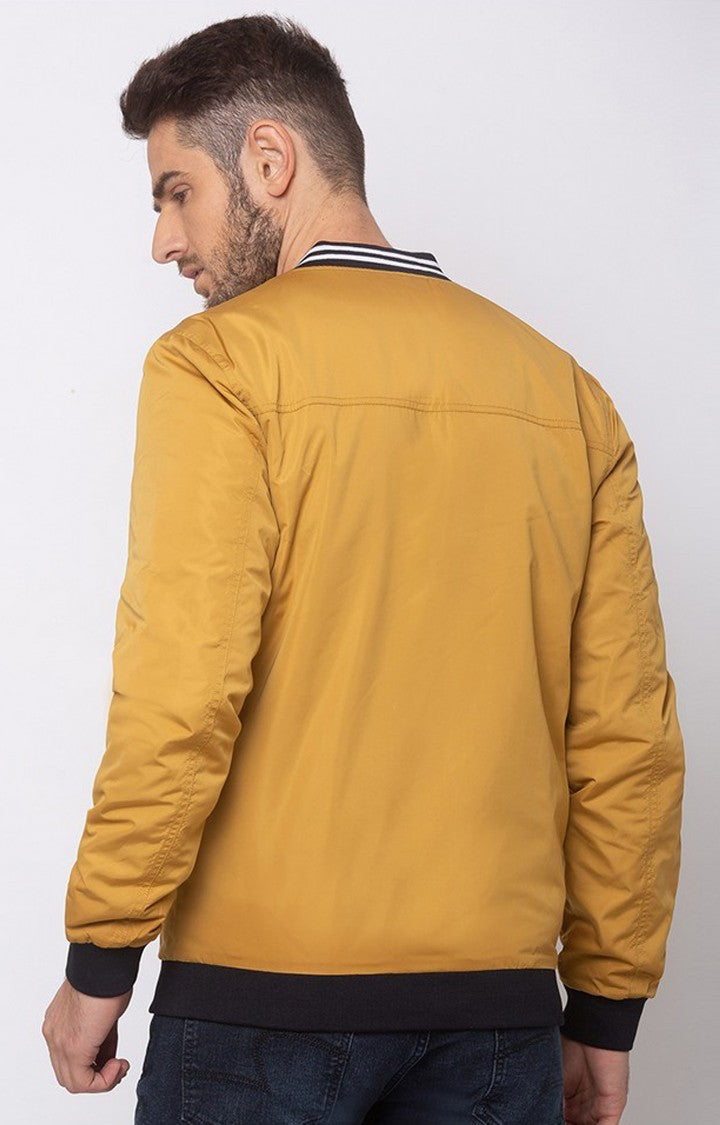 Spykar Men Mustard Polyester Straight Fit Jacket