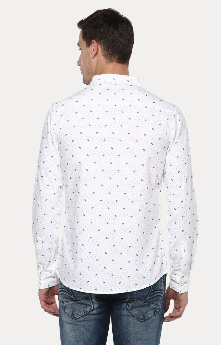 Spykar Men'S White Cotton Printed Casual Shirts