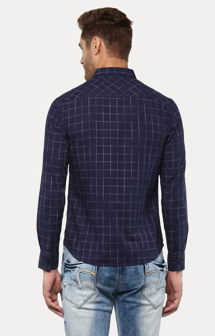 Spykar Men'S Blue Cotton Checked Casual Shirts