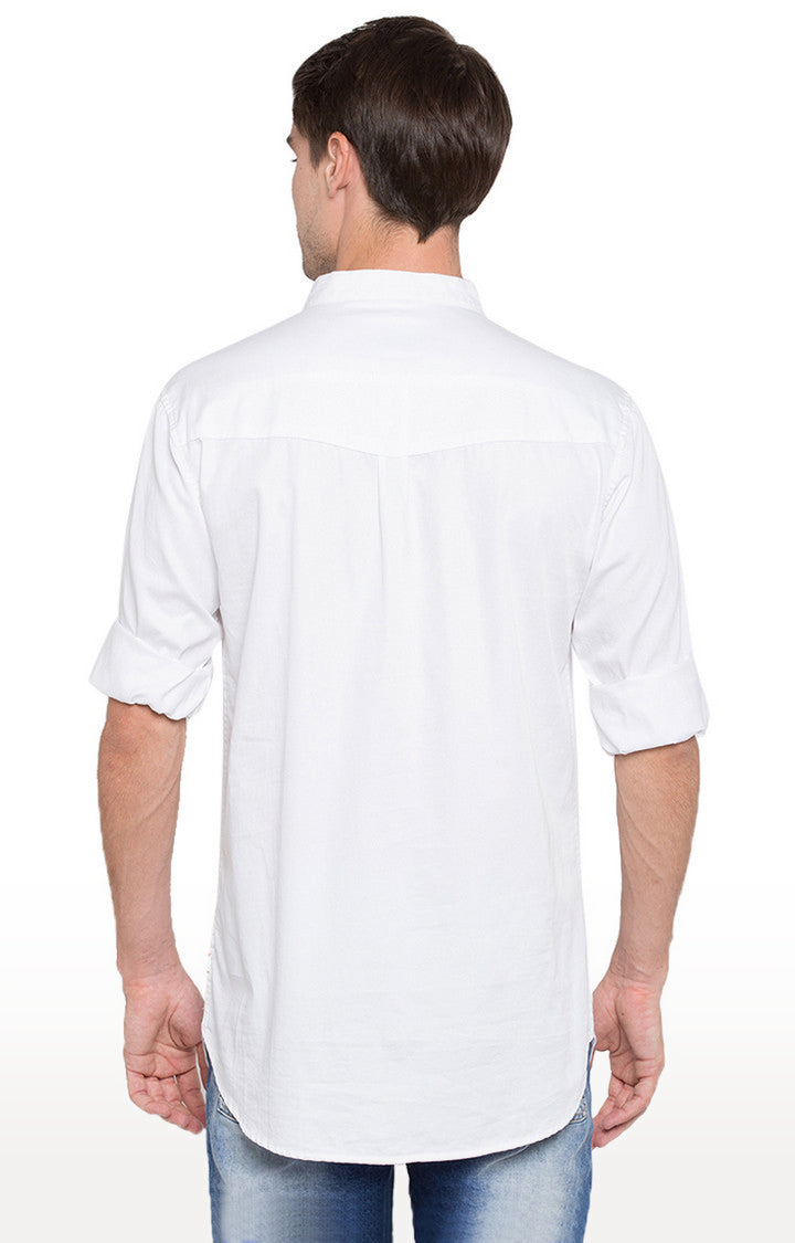 Spykar Men'S White Satin Solid Casual Shirts