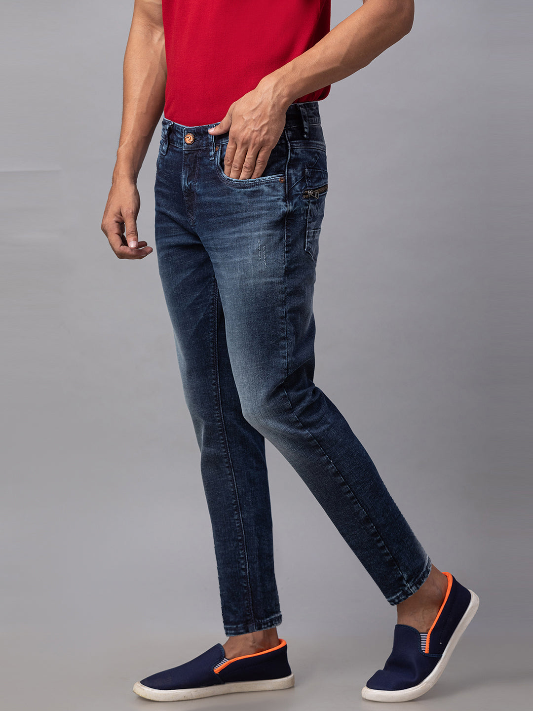 Spykar Men Blue Cotton Slim Fit Tapered Length Jeans (Kano)