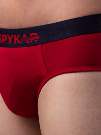 Men Premium Cotton Blend Maroon Brief- Underjeans By Spykar