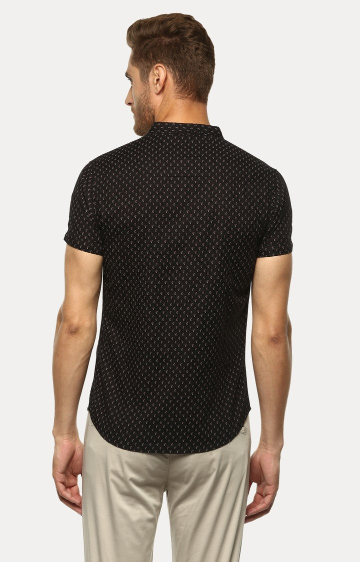 Spykar Men'S Black Cotton Printed Casual Shirts