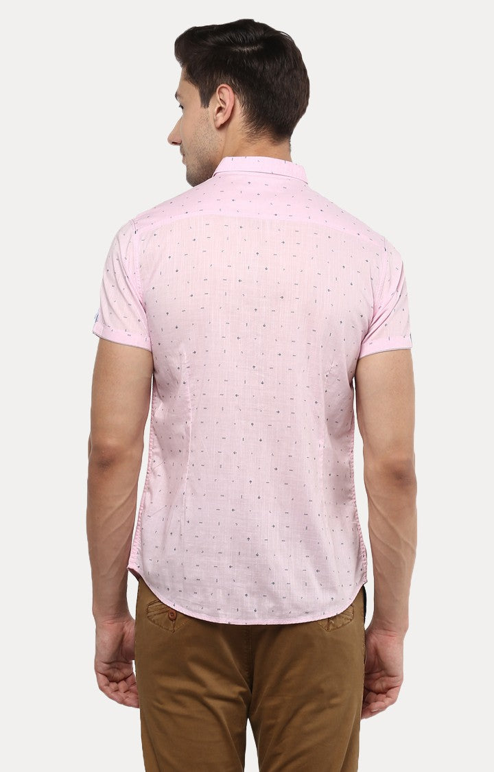 Spykar Men'S Pink Cotton Printed Casual Shirts