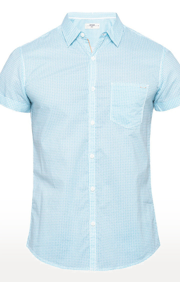 Spykar Men'S Blue Cotton Checked Casual Shirts