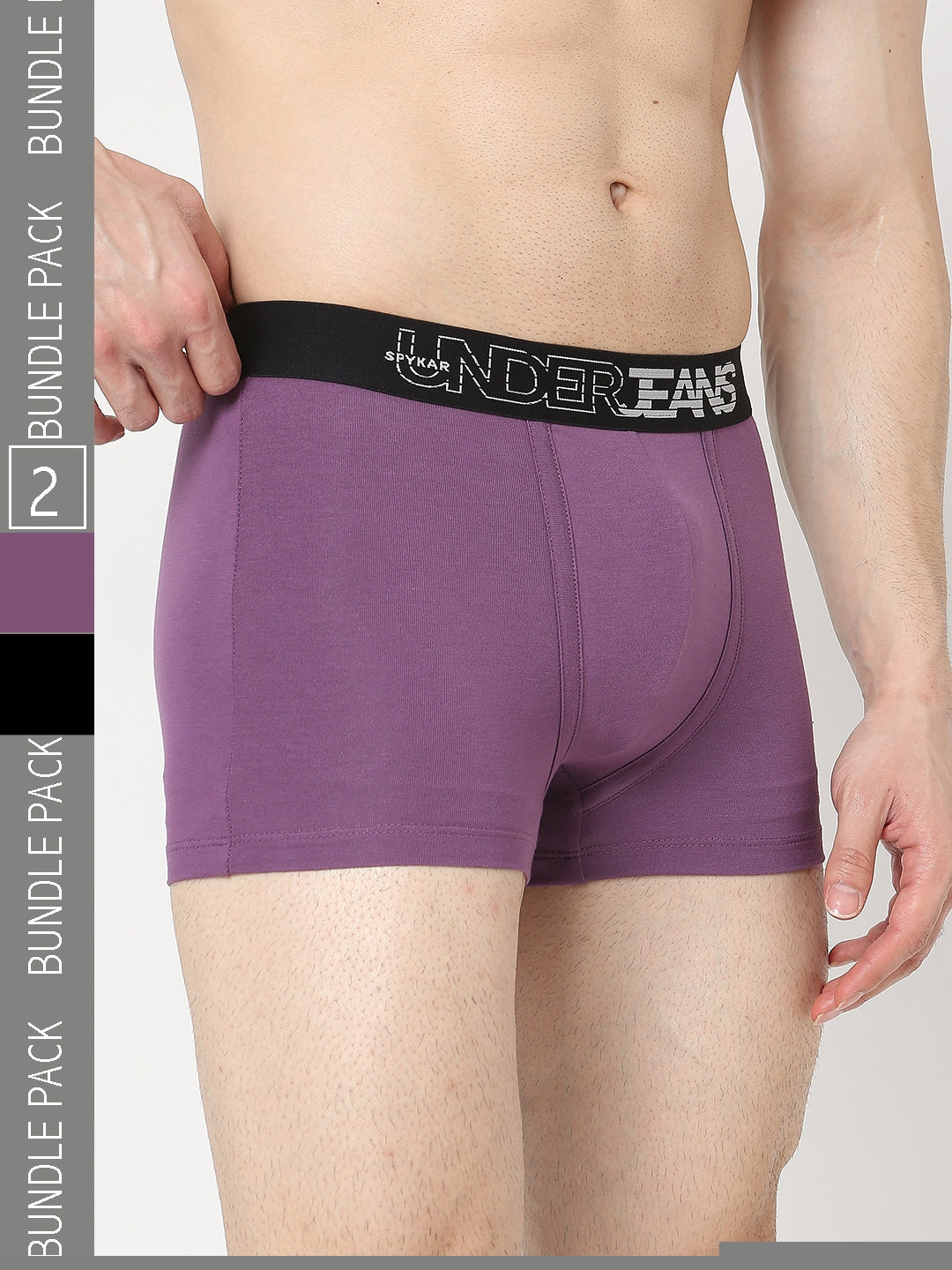 Underjeans by Spykar Men Premium Pack of 2 Black - Purple Trunk