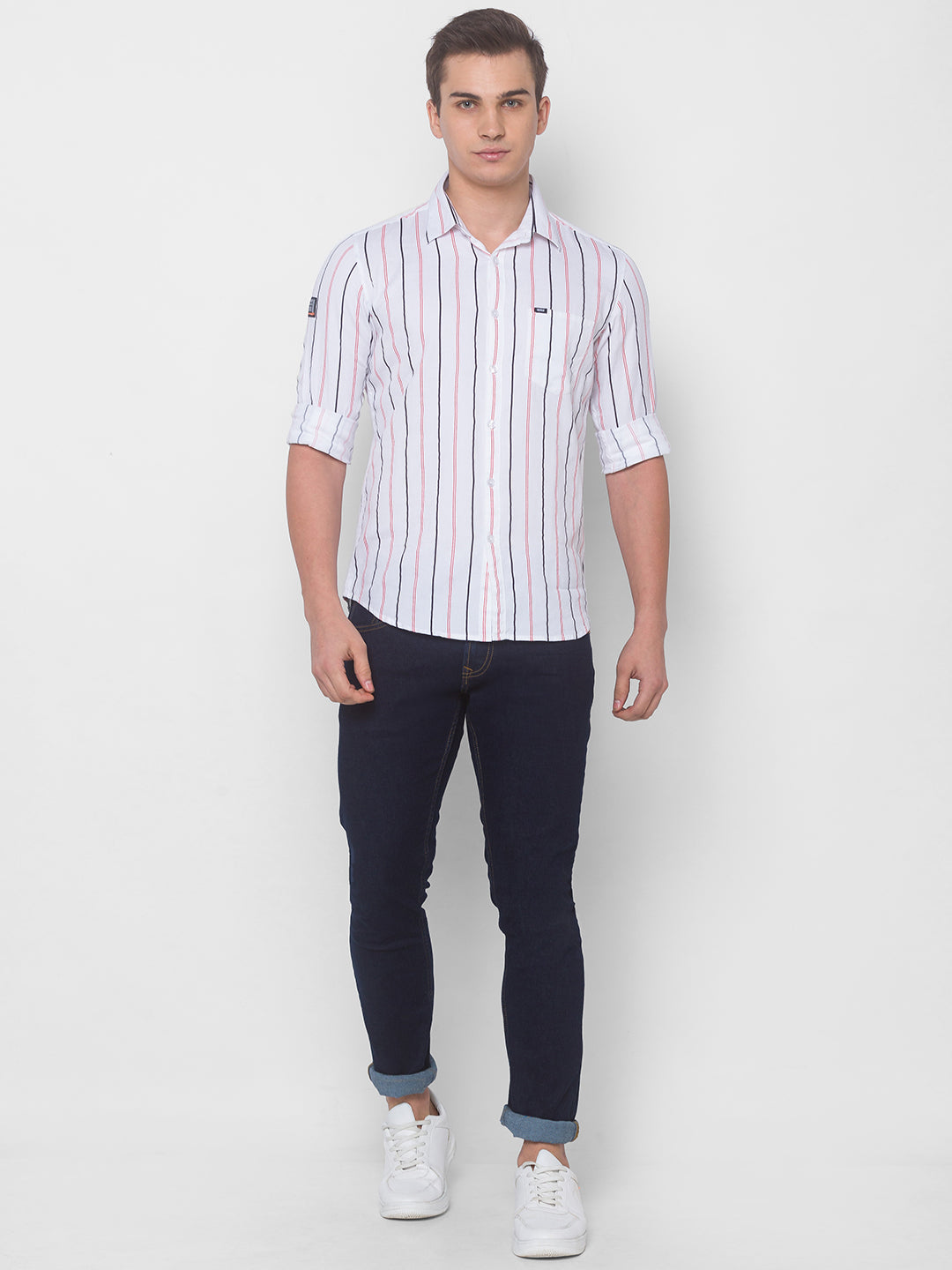 Spykar Men White Cotton Shirts (Uniqlo)