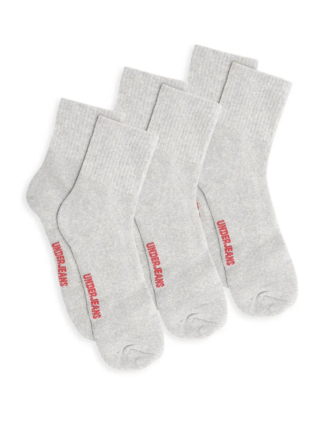 Men Premium Grey & Melange Cotton Socks - Pack Of 3- UnderJeans by Spykar