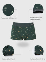 Underjeans By Spykar Men Super Premium Printed Bonded Elastic Bottle Green Trunk