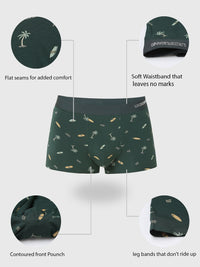 Underjeans By Spykar Men Super Premium Printed Bonded Elastic Bottle Green Trunk