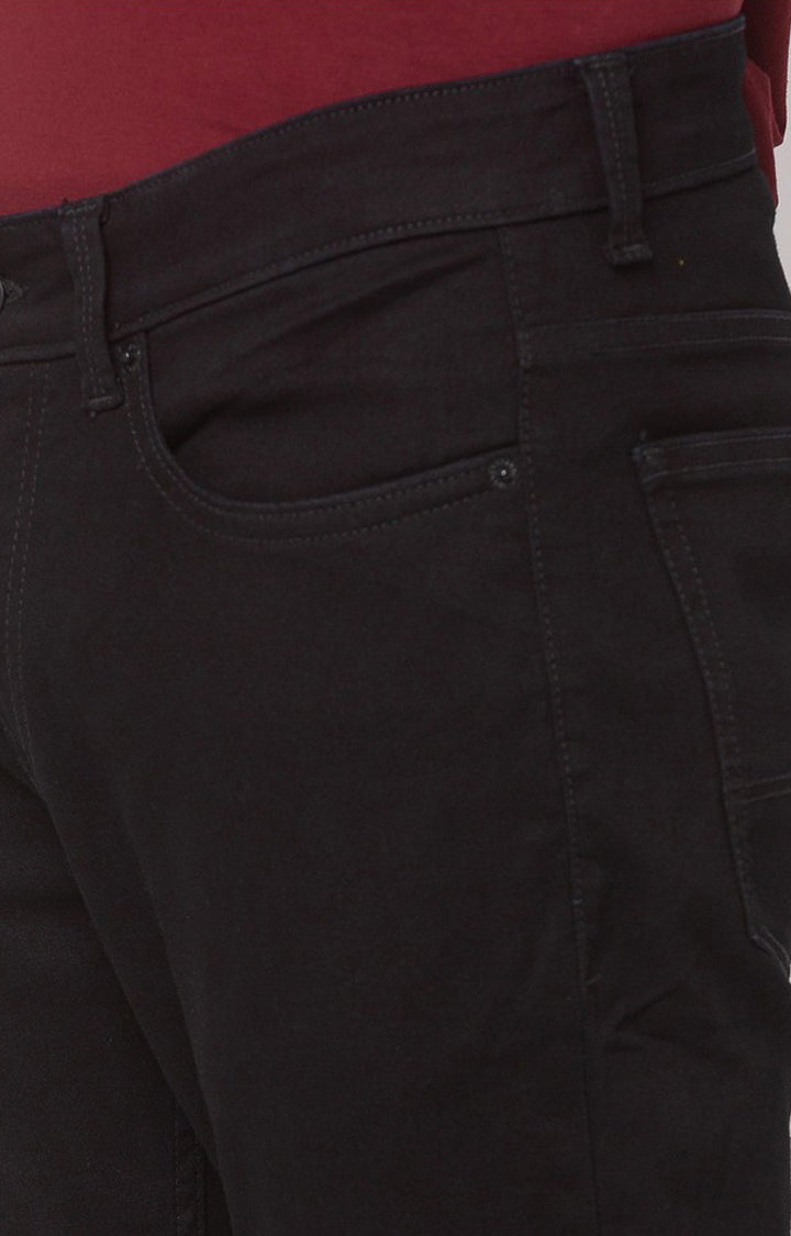 Spykar Black Cotton Stretch Slim Fit Tapered Length Jeans (Kano)