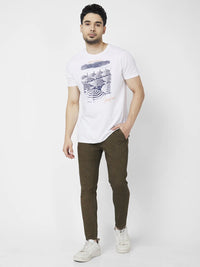 Spykar Men Khaki Cotton Slim Fit Tapered Length Low Distressed Mid Rise Jeans (Kano)