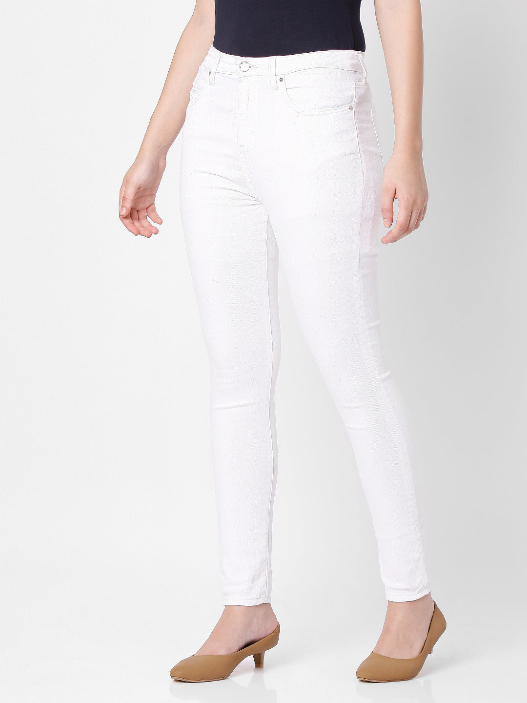 Spykar Women White Cotton Super Skinny Fit Ankle Length Jeans (Alexa)