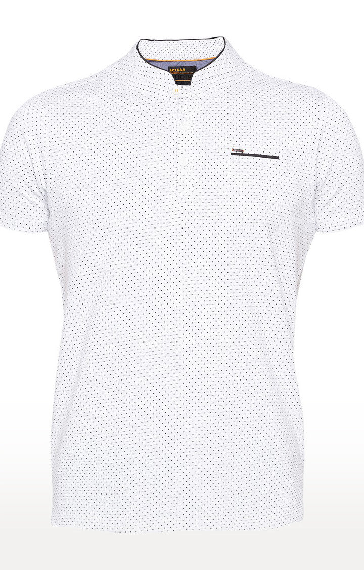 Spykar White Printed Slim Fit Men T-Shirts