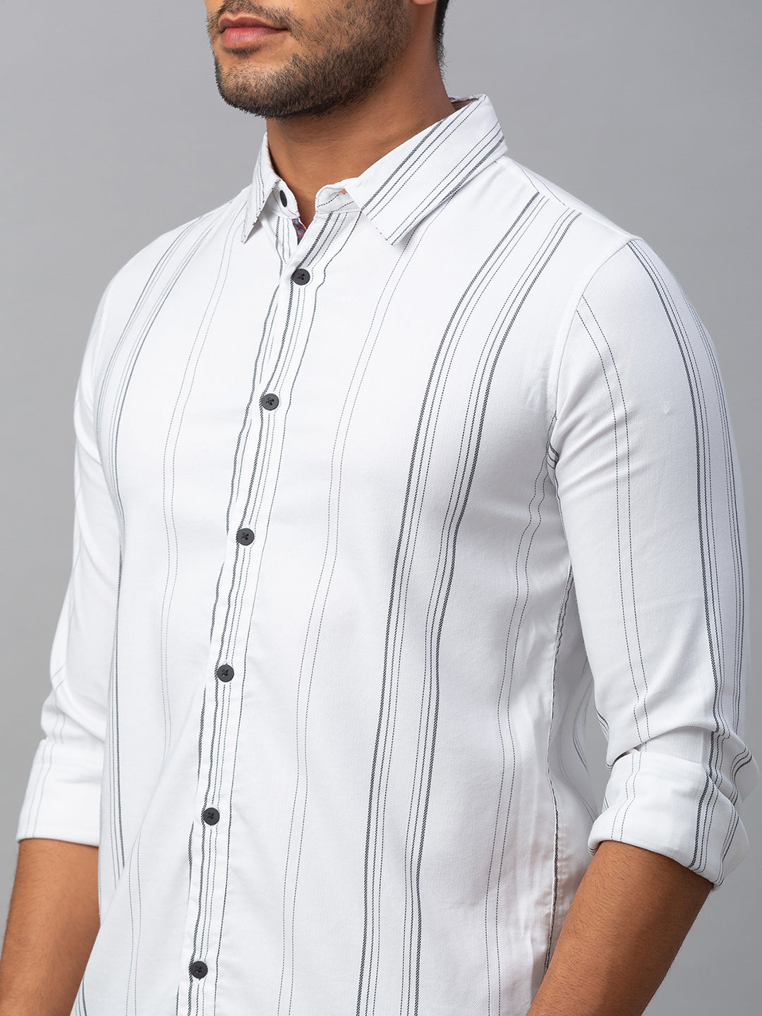 Spykar Men White Cotton Slim Fit Shirt