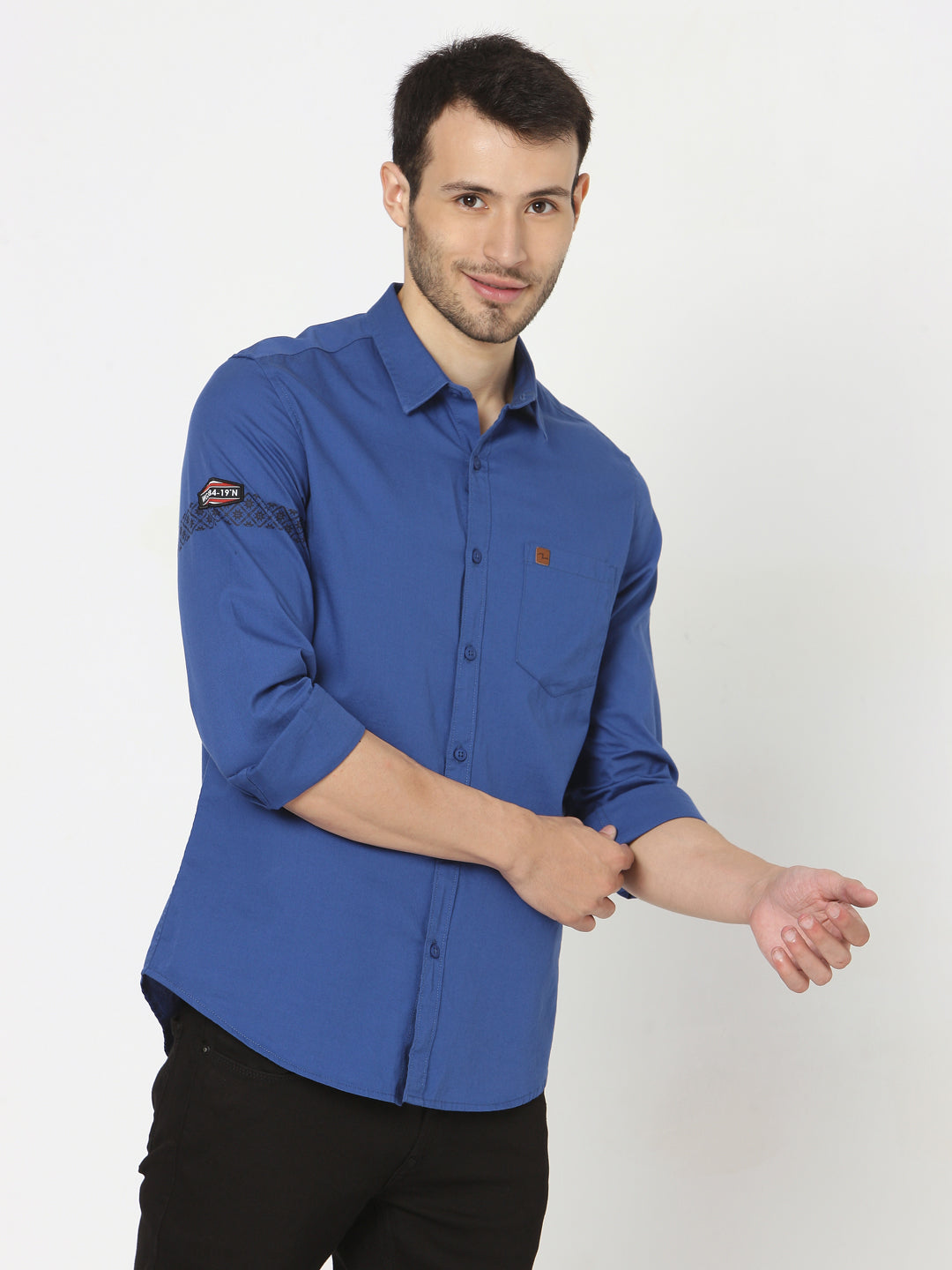 Spykar Slim Fit Men Blue Cotton Casual Shirts