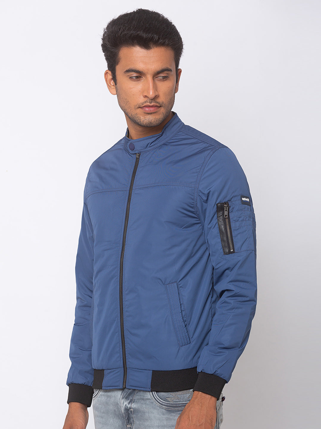 Spykar Men Airforce Blue Polyester Straight Fit Jacket