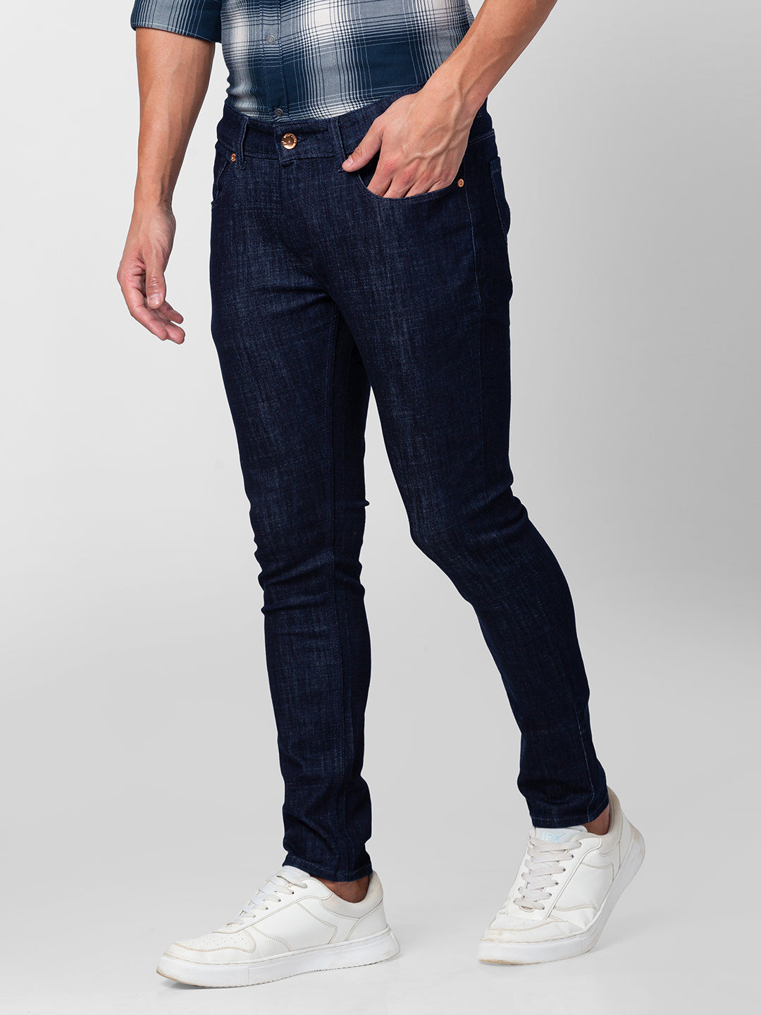 Spykar Men Raw Blue Cotton Slim Fit Tapered Length Jeans (Kano)