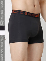 Underjeans By Spykar Men Premium Grey & White Cotton Blend Regular Fit Trunk - Pack Of 2