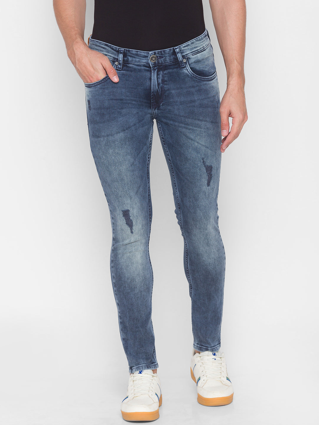 Spykar Grey Cotton Men Jeans (Super Skinny)