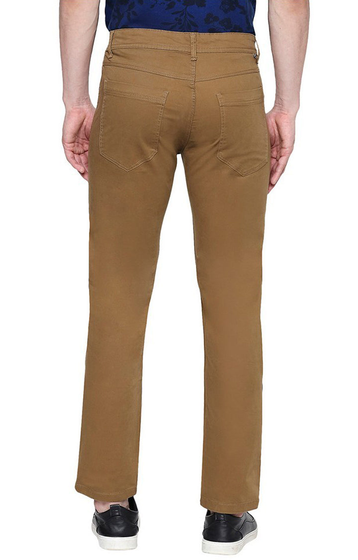 Spykar Men Brown Cotton Slim Fit Casual Trousers