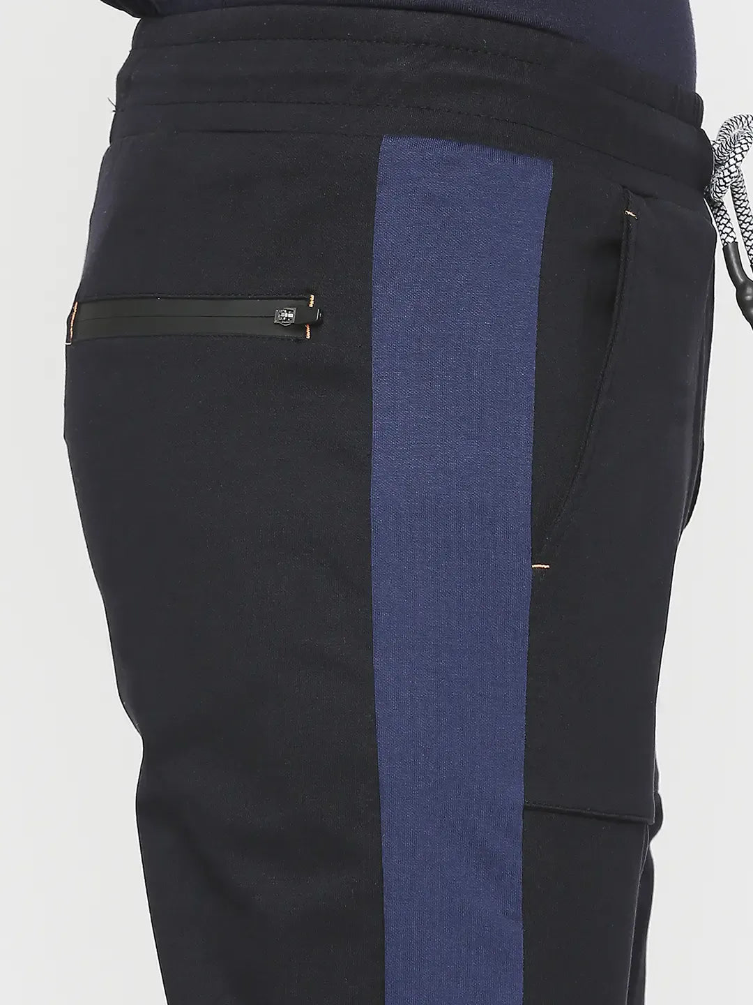 Spykar Men Navy Blue Cotton Regular Fit Knitted Trackpant