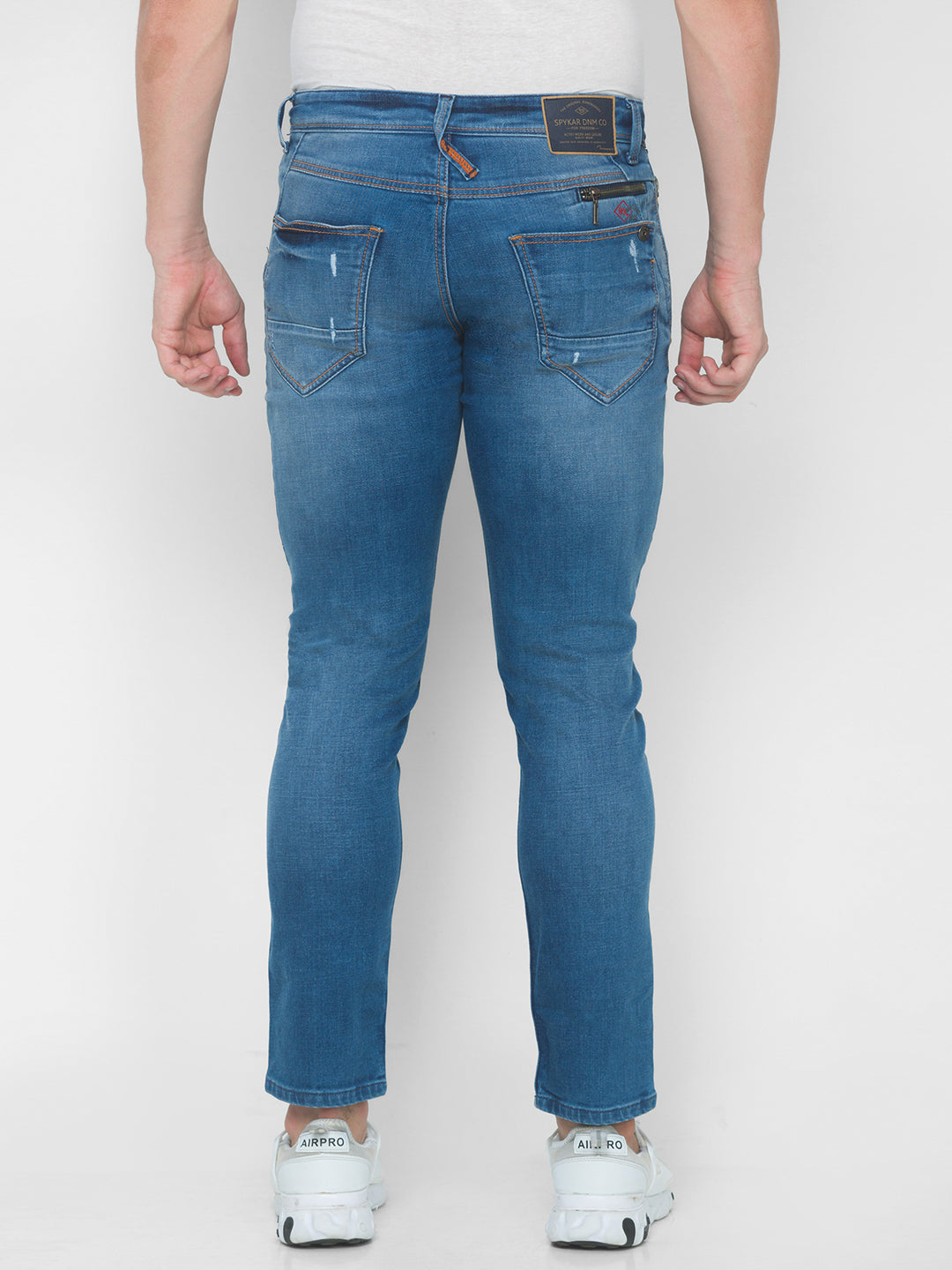 Spykar Men Mid Blue Solid Regular High-Rise Jeans (Trooper)