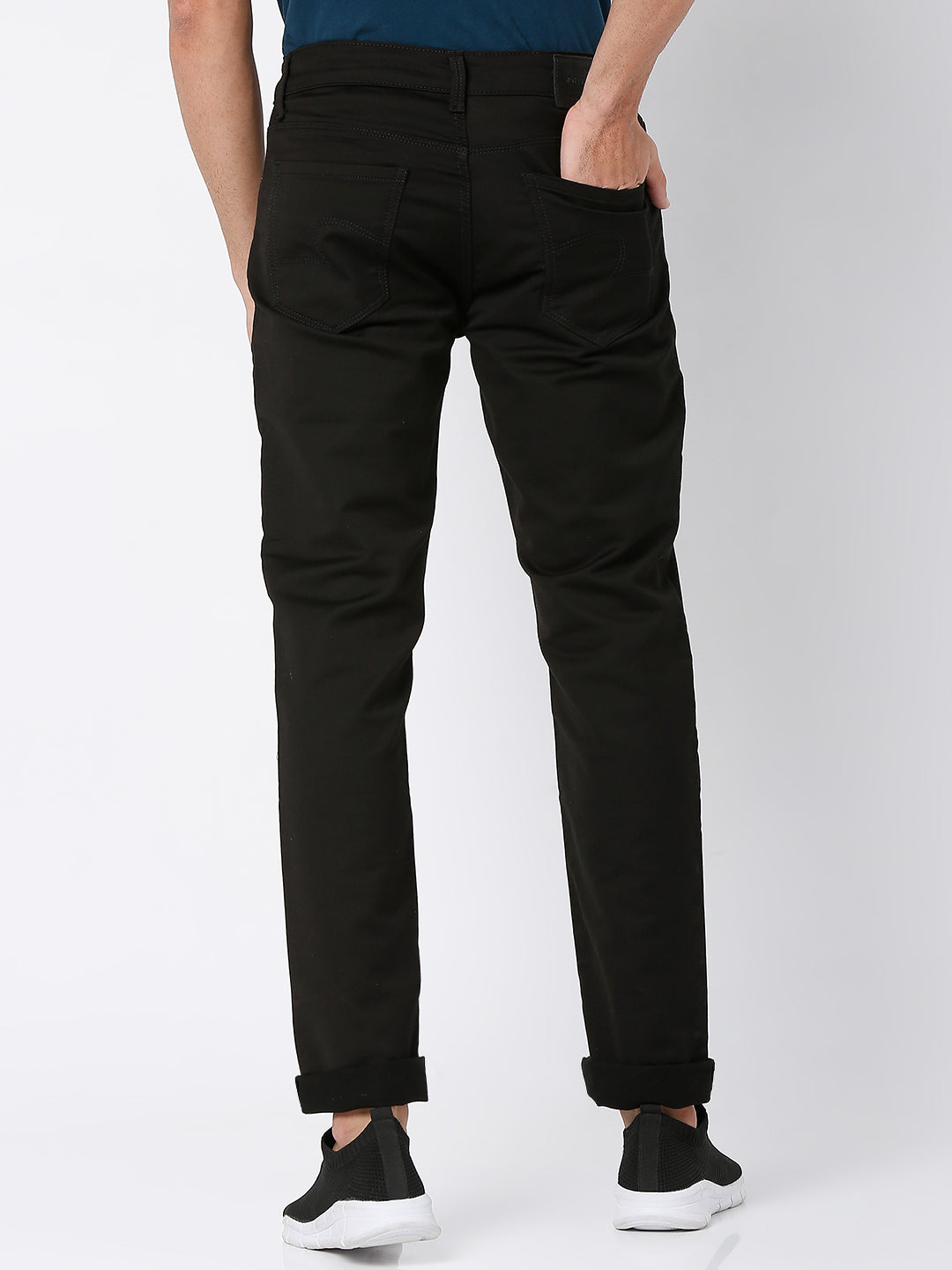 Spykar Black Cotton Comfort Fit Straight Length Jeans For Men (Ricardo)