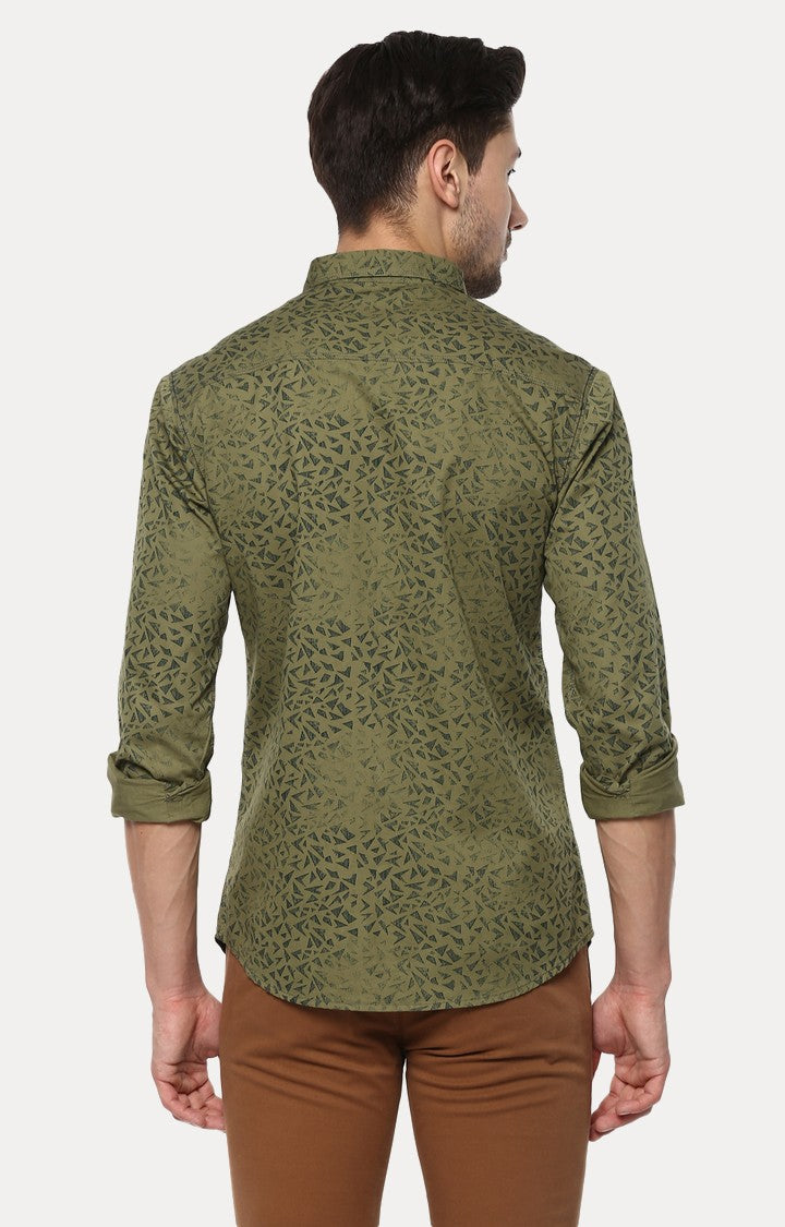 Spykar Men'S Green Cotton Printed Casual Shirts