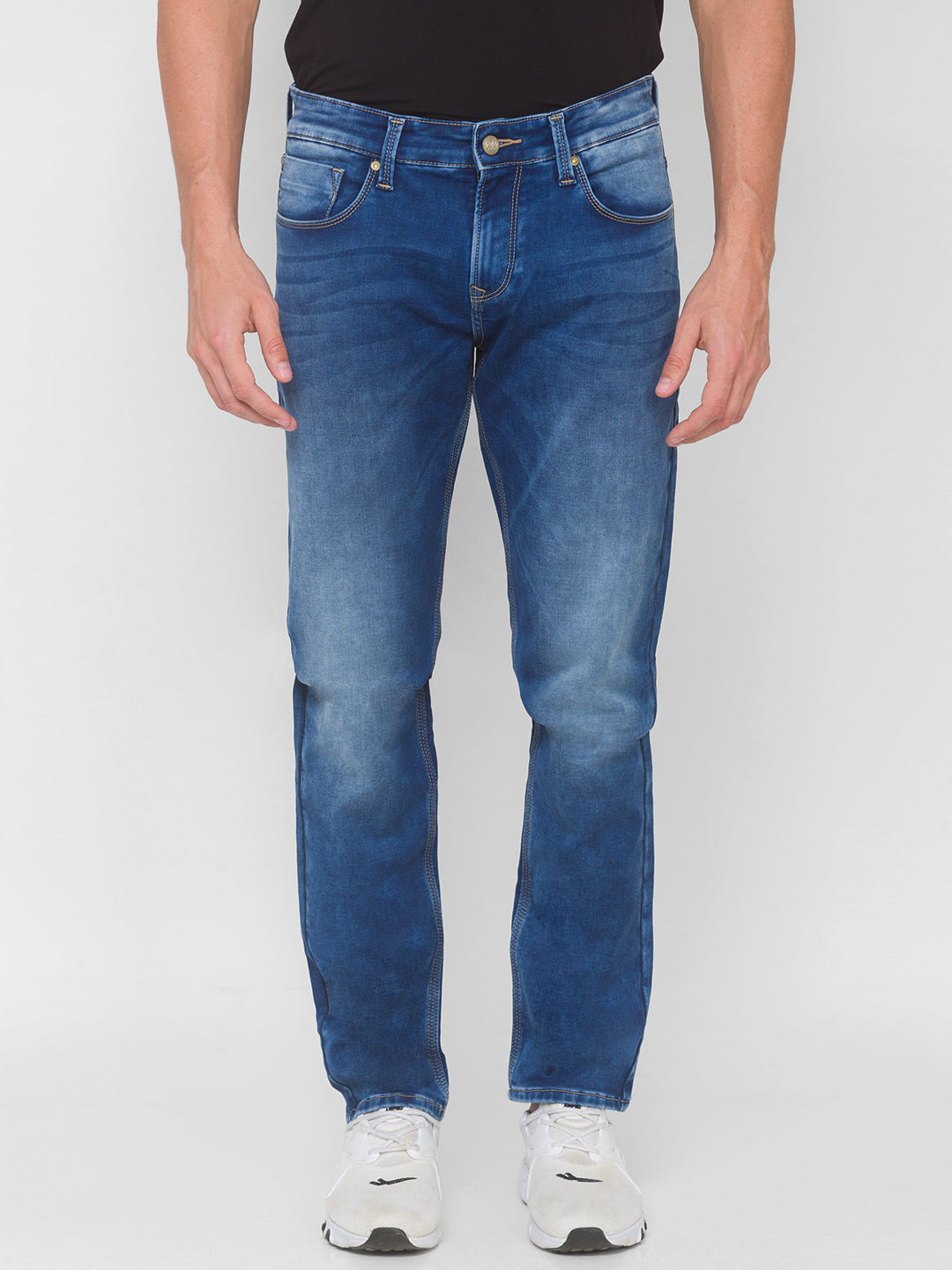 Spykar Men Dark Blue Solid Slim Mid-Rise Jeans (Kano)