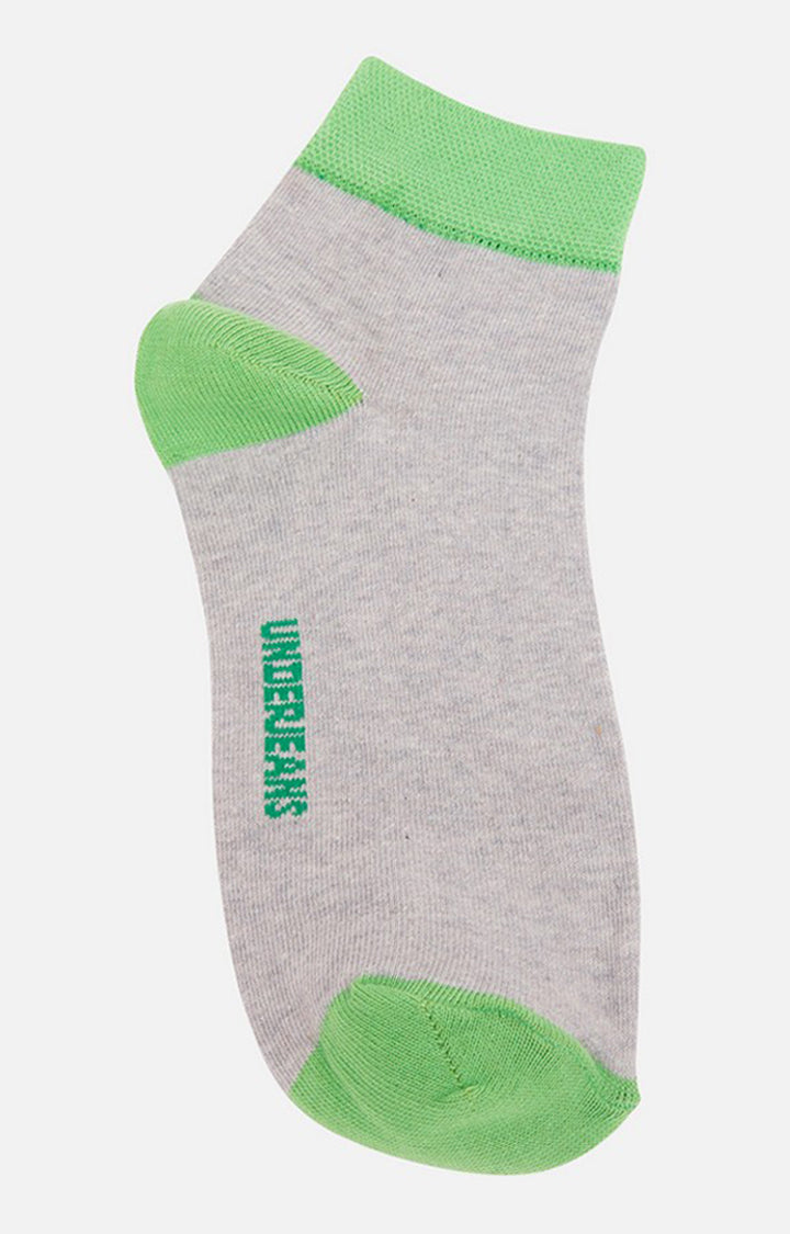 Men Premium Grey Green Ankle Length (Non Terry) Single Pair of Socks- UnderJeans by Spykar