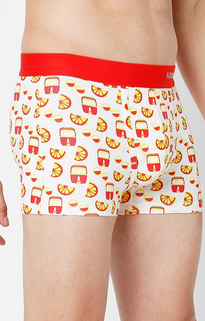 Underjeans By Spykar Men Premium Red Cotton Blend Printed Trunk