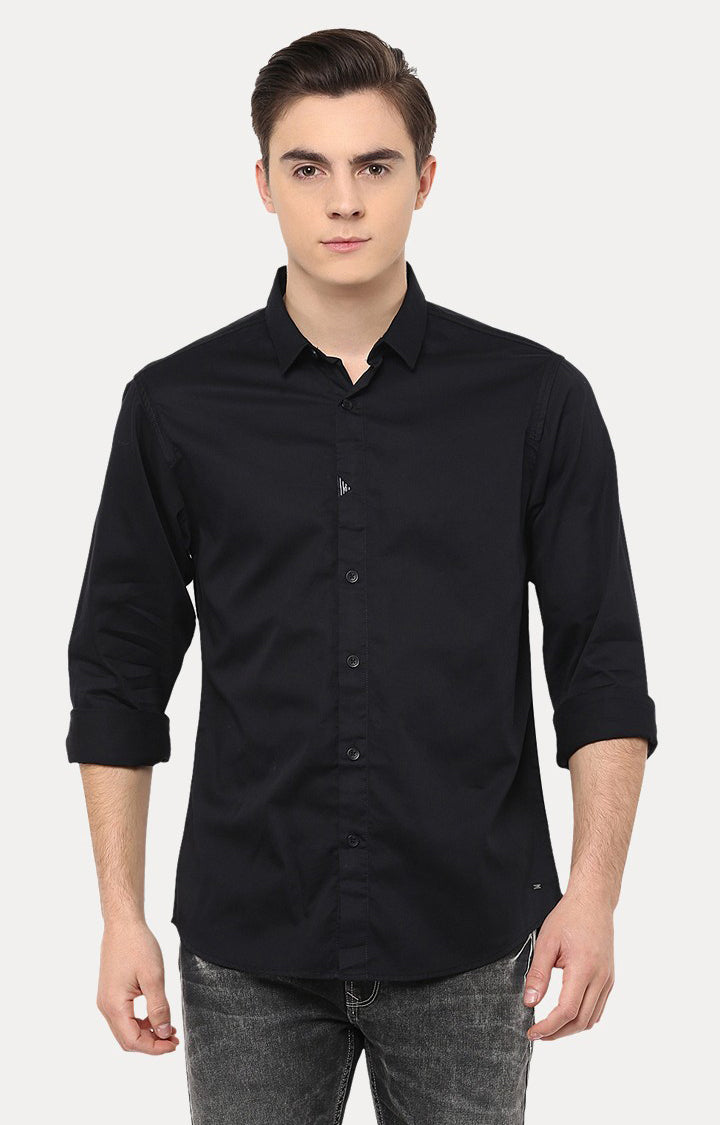 Spykar Men'S Black Cotton Solid Casual Shirts