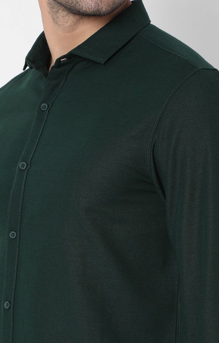 Spykar Men Green Cotton Slim Fit Shirts