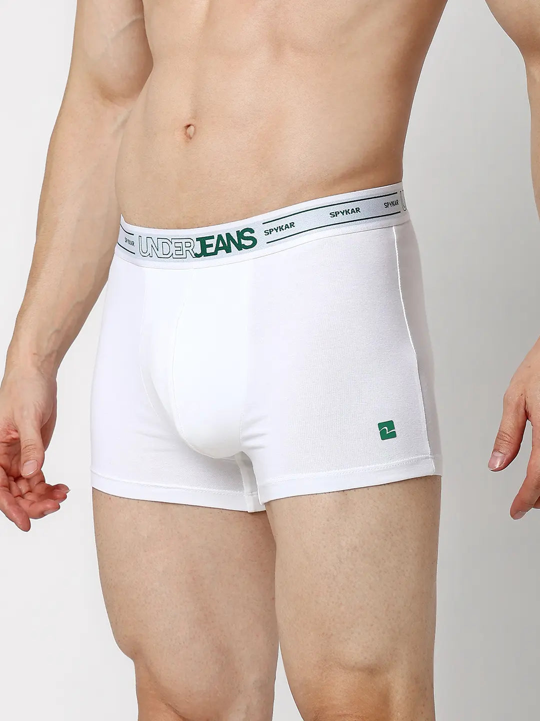 Underjeans By Spykar Men Premium Grey & White Cotton Blend Regular Fit Trunk - Pack Of 2