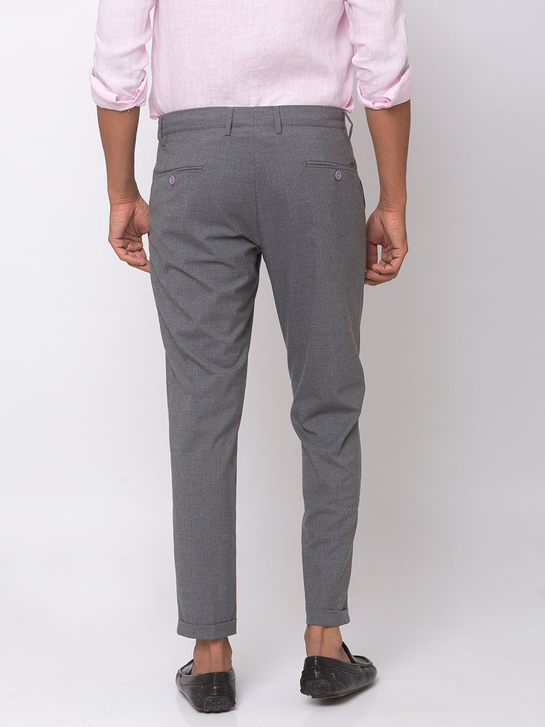 Spykar Men Ash Cotton Slim Fit Trousers