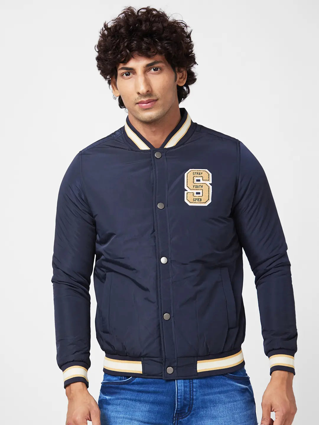 MEN'S VARSITY JACKET WITH TOWEL EMBROIDERY BADGES
