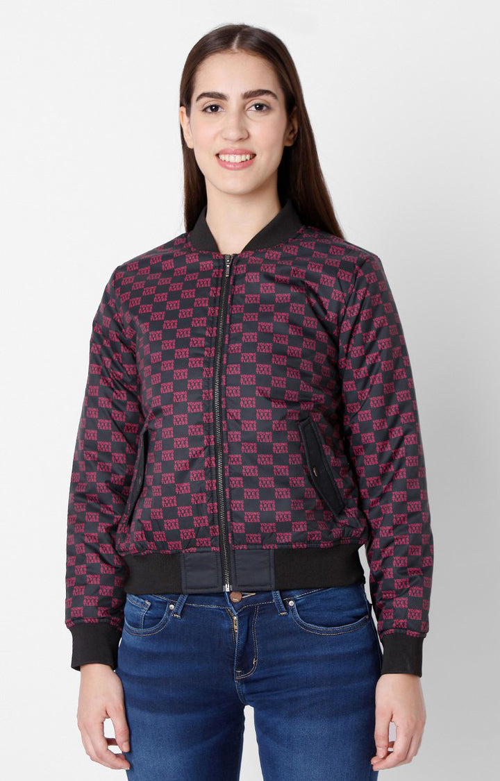 Spykar Pink Cotton Jacket For Women