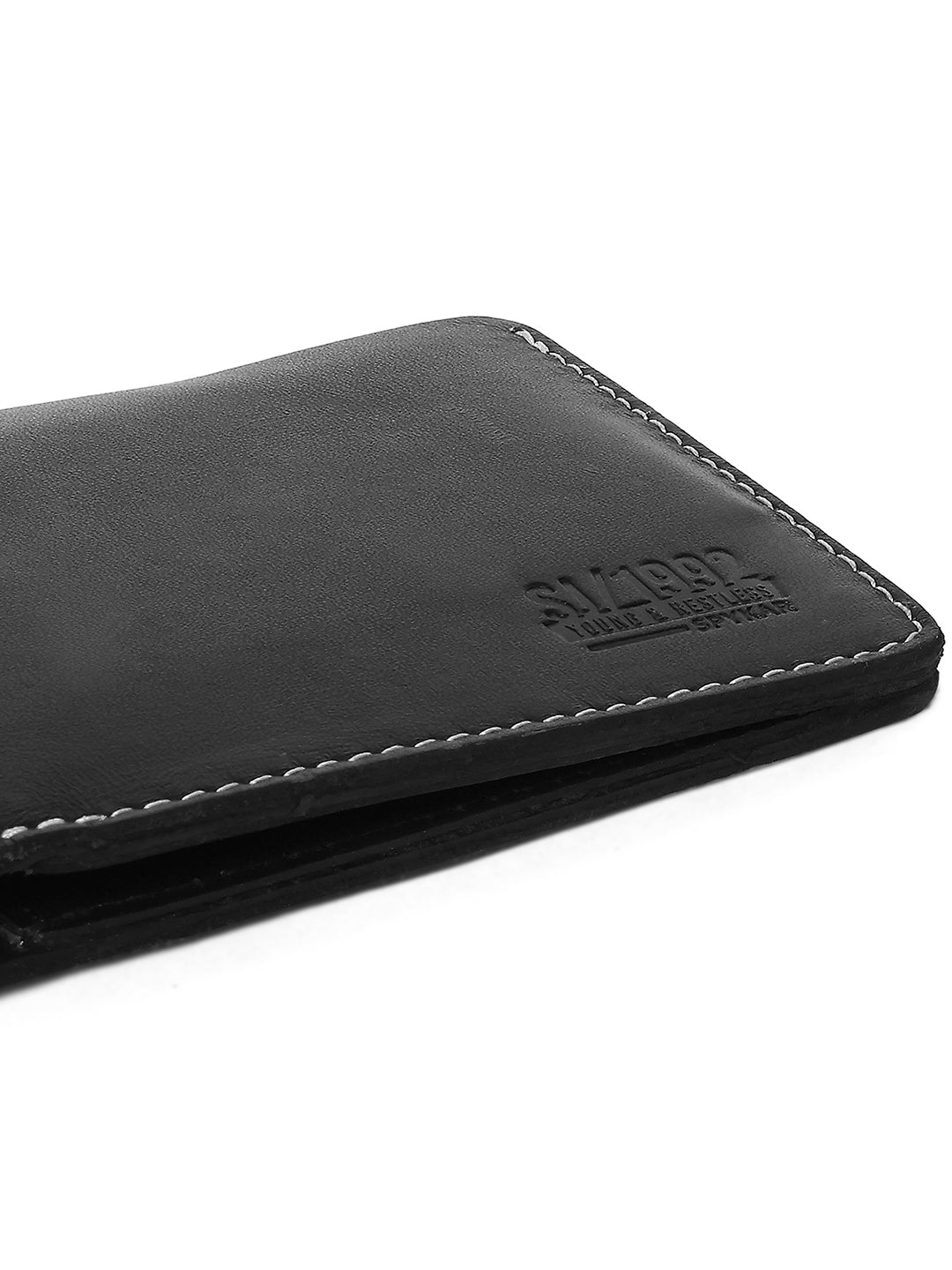 Spykar Men Black Leather Bi-Fold Wallet