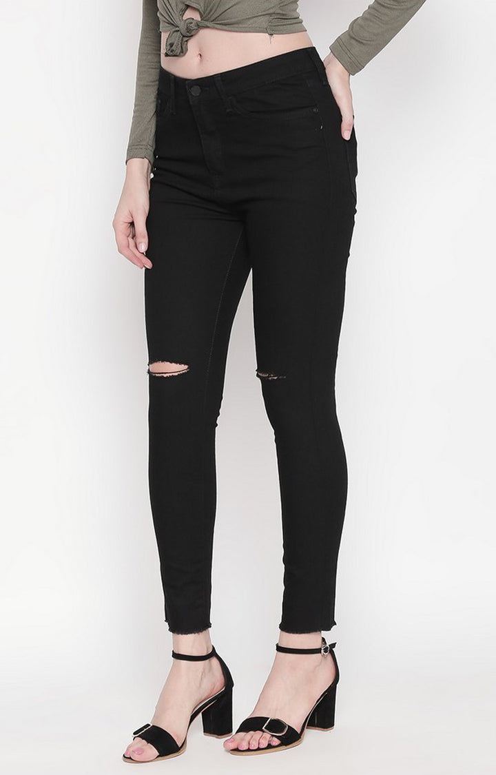 Spykar Women Black Cotton Super Skinny Fit Ankle Length Jeans (Alexa)