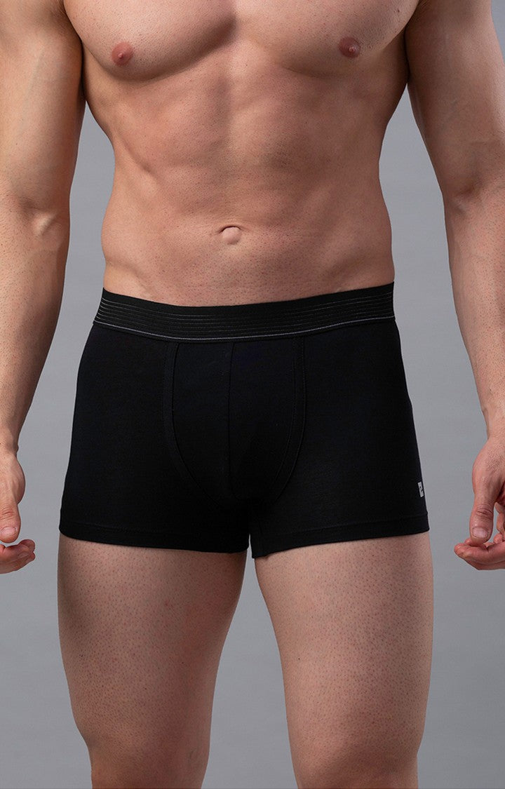 Underjeans By Spykar Men Black Solid Trunks