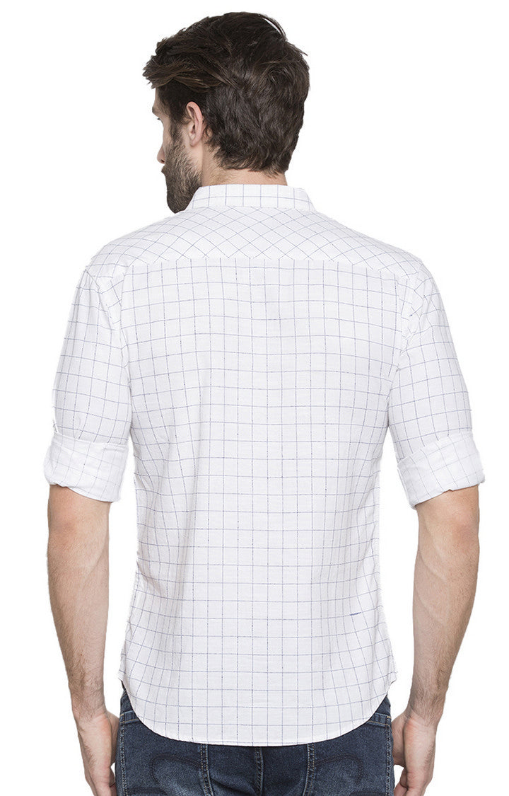 Spykar Men'S White Cotton Checked Casual Shirts